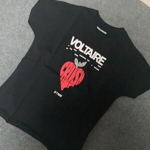 Zadig & Voltaire | Crush Heart Graphic Tee Black size Medium